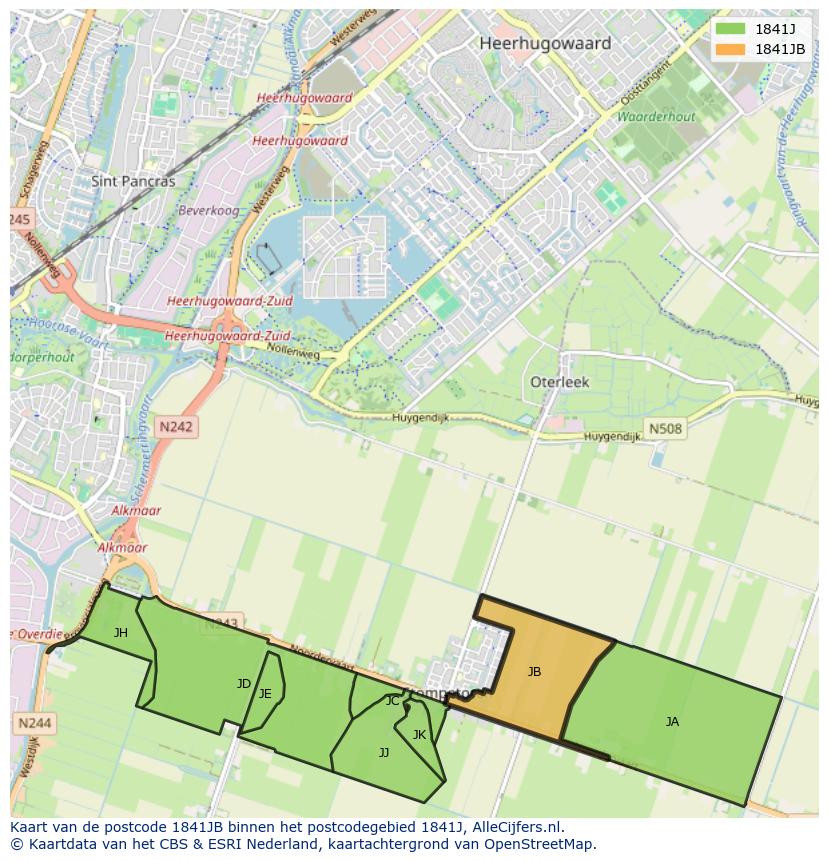 Afbeelding van het postcodegebied 1841 JB op de kaart.