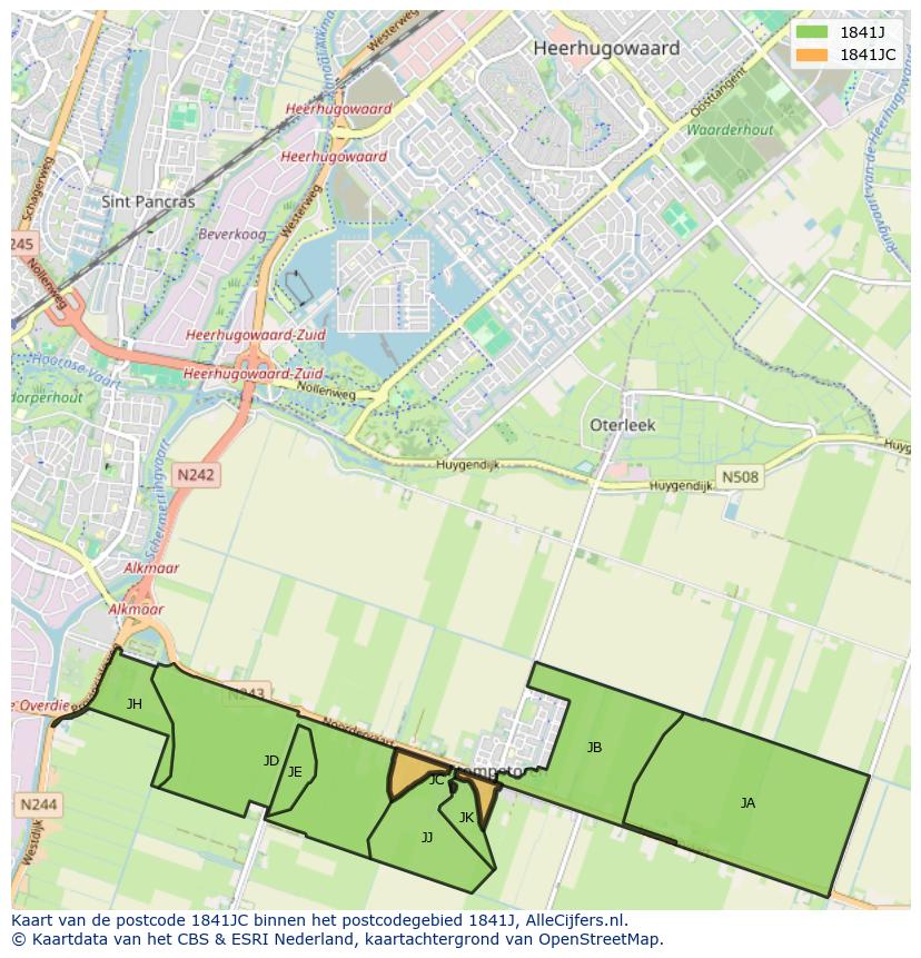 Afbeelding van het postcodegebied 1841 JC op de kaart.