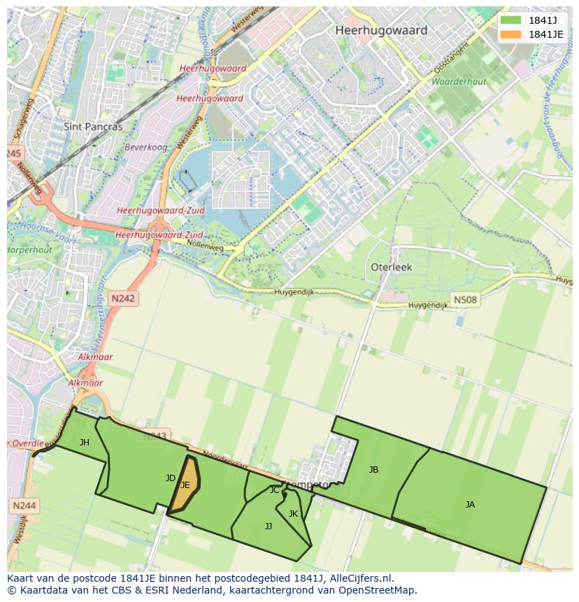 Afbeelding van het postcodegebied 1841 JE op de kaart.