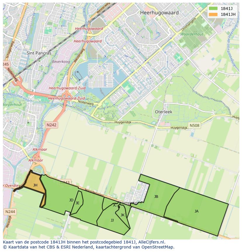 Afbeelding van het postcodegebied 1841 JH op de kaart.