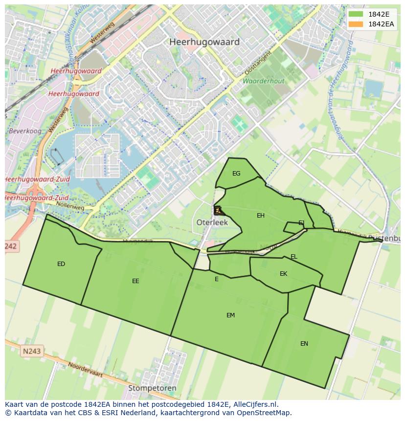 Afbeelding van het postcodegebied 1842 EA op de kaart.