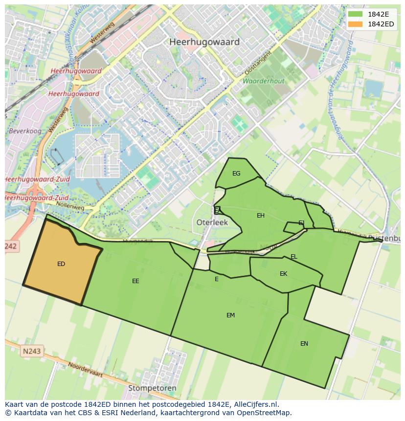 Afbeelding van het postcodegebied 1842 ED op de kaart.