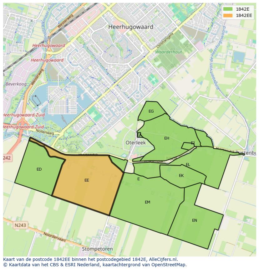 Afbeelding van het postcodegebied 1842 EE op de kaart.