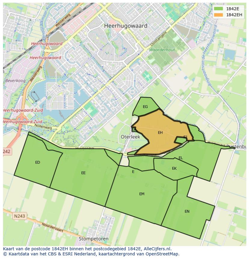 Afbeelding van het postcodegebied 1842 EH op de kaart.