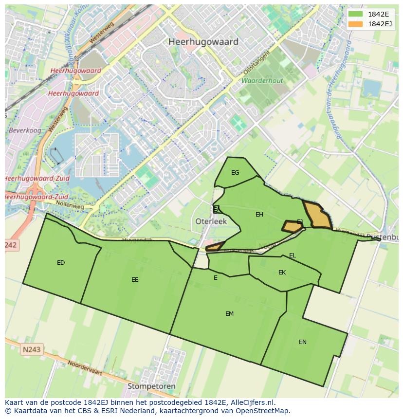 Afbeelding van het postcodegebied 1842 EJ op de kaart.