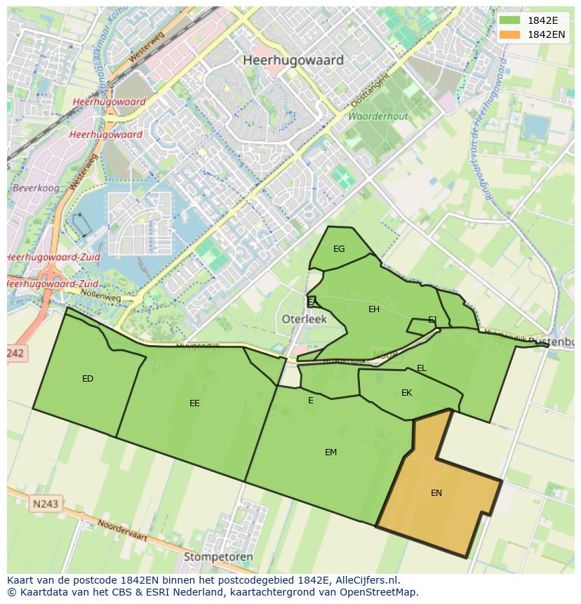Afbeelding van het postcodegebied 1842 EN op de kaart.