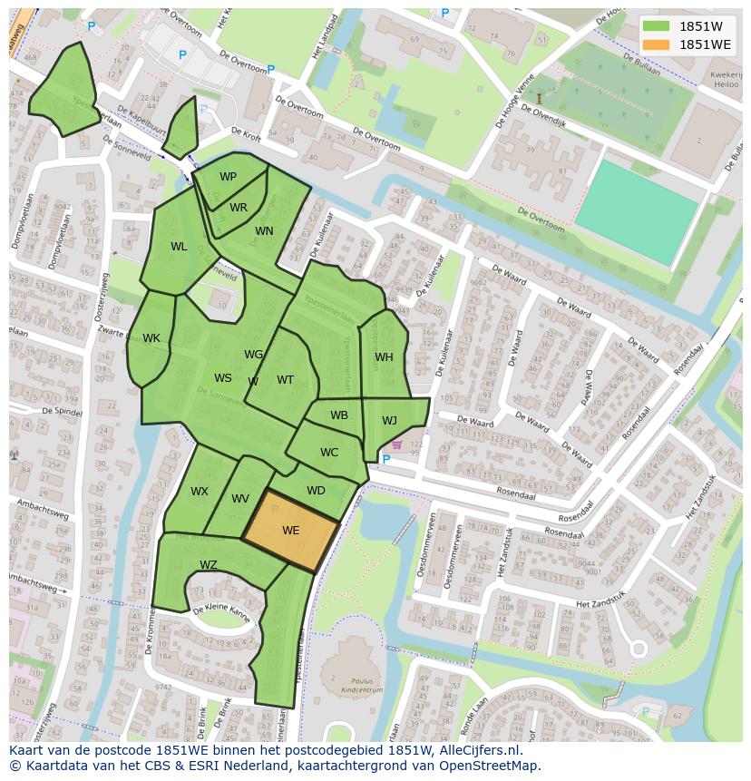 Afbeelding van het postcodegebied 1851 WE op de kaart.