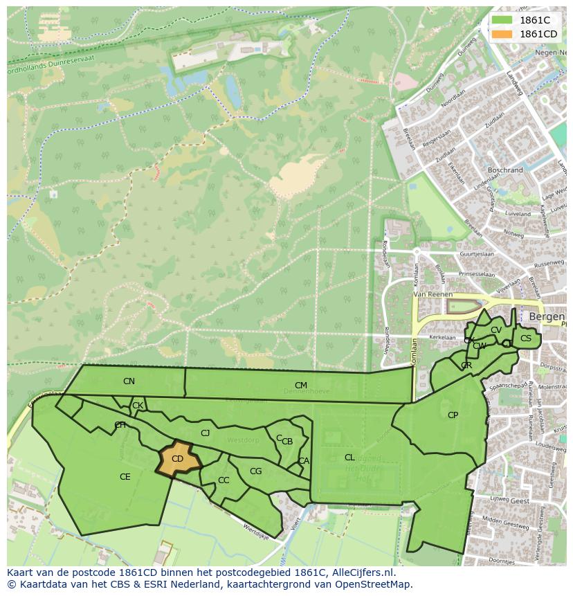 Afbeelding van het postcodegebied 1861 CD op de kaart.