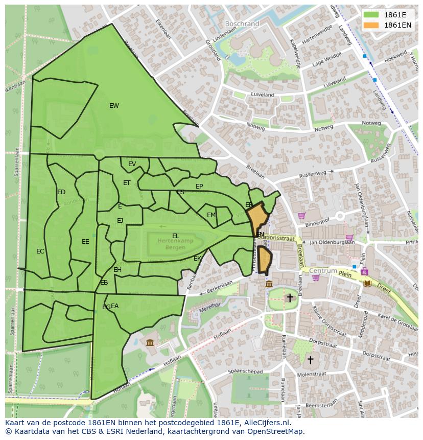 Afbeelding van het postcodegebied 1861 EN op de kaart.