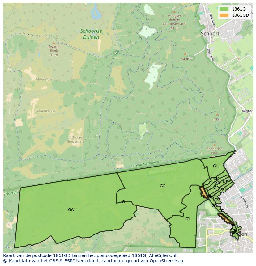 Afbeelding van het postcodegebied 1861 GD op de kaart.