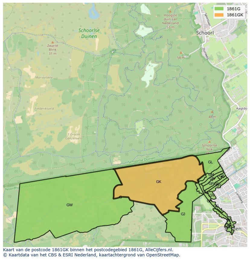 Afbeelding van het postcodegebied 1861 GK op de kaart.