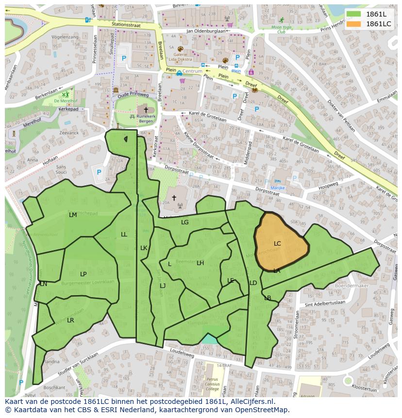 Afbeelding van het postcodegebied 1861 LC op de kaart.
