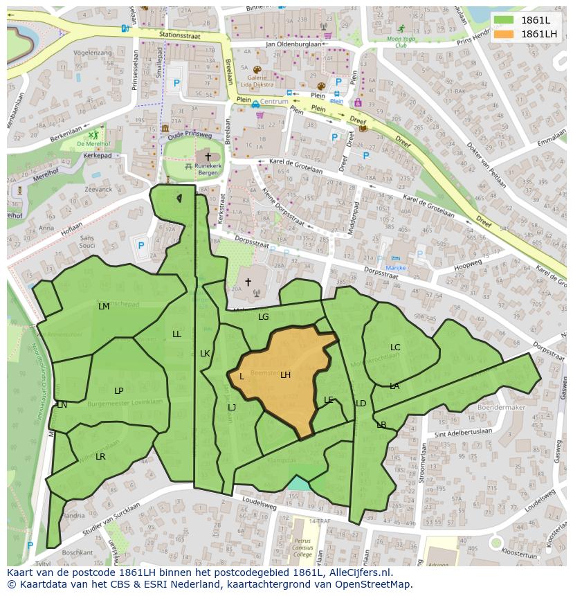 Afbeelding van het postcodegebied 1861 LH op de kaart.
