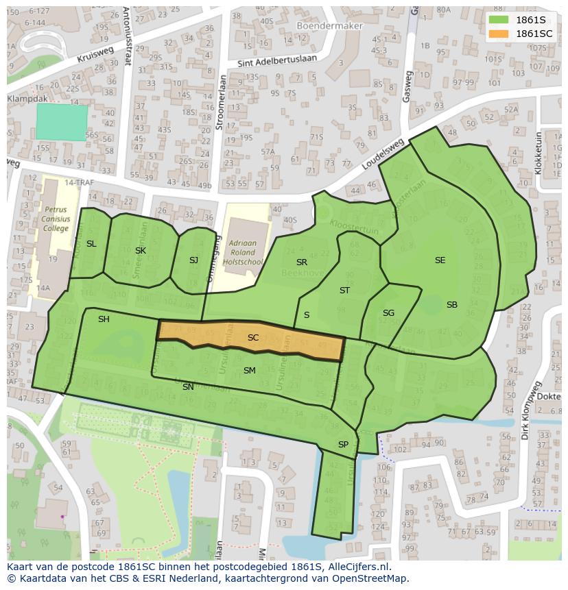 Afbeelding van het postcodegebied 1861 SC op de kaart.