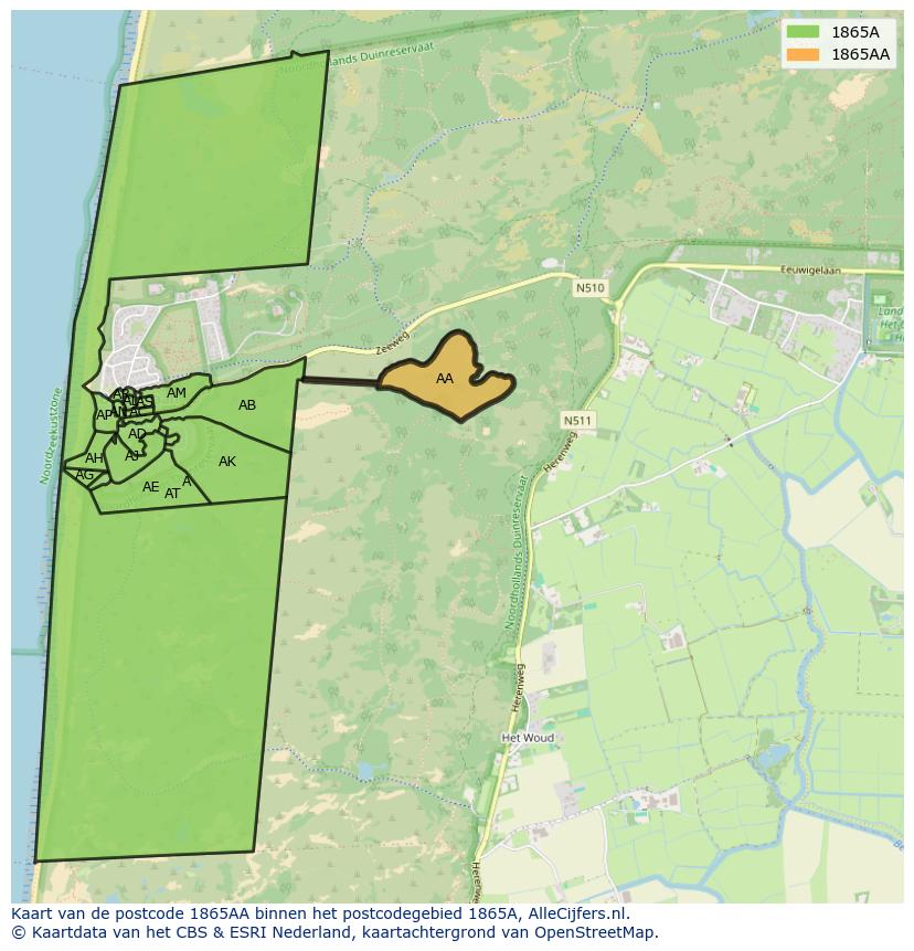 Afbeelding van het postcodegebied 1865 AA op de kaart.