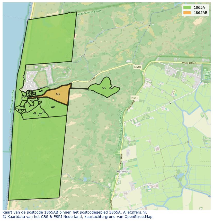 Afbeelding van het postcodegebied 1865 AB op de kaart.