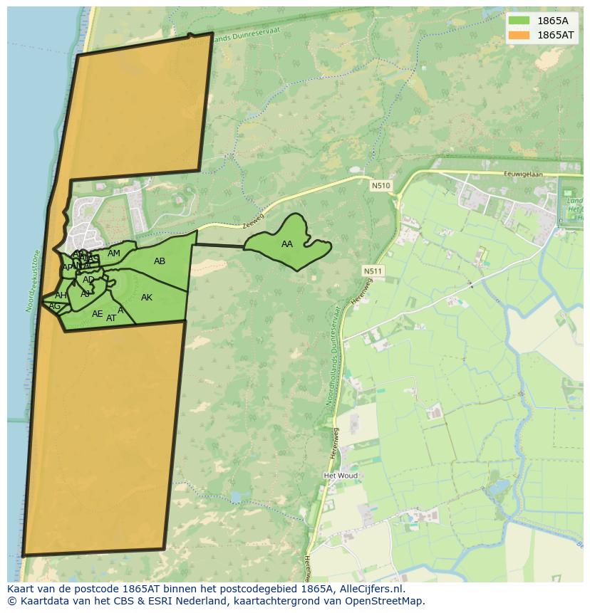 Afbeelding van het postcodegebied 1865 AT op de kaart.