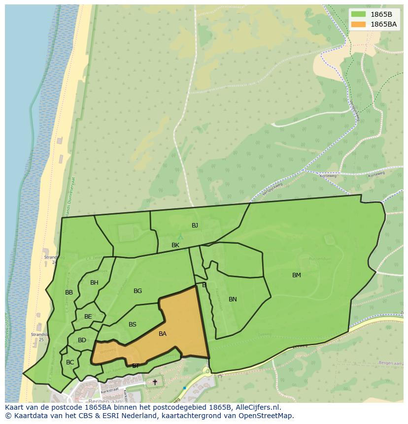 Afbeelding van het postcodegebied 1865 BA op de kaart.