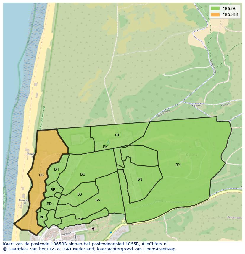 Afbeelding van het postcodegebied 1865 BB op de kaart.