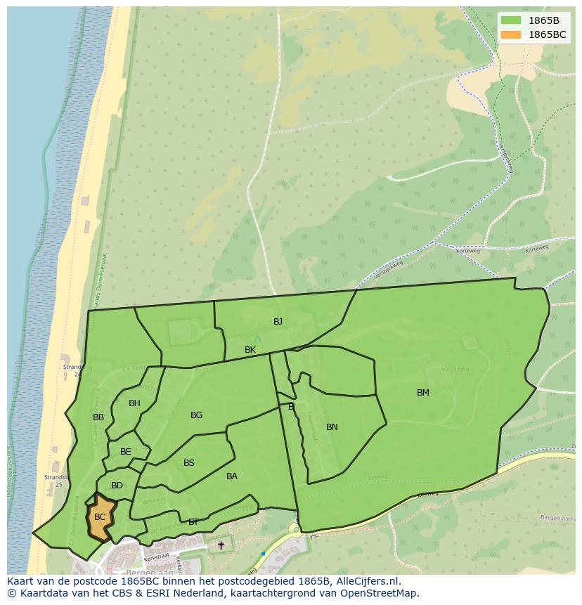 Afbeelding van het postcodegebied 1865 BC op de kaart.