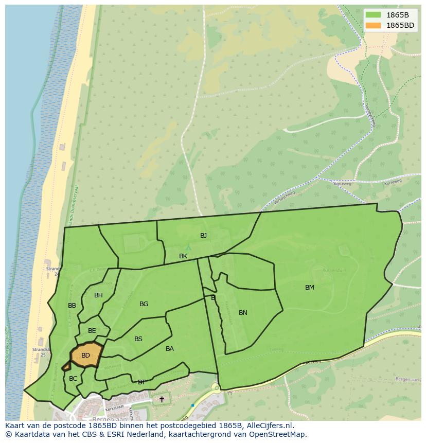 Afbeelding van het postcodegebied 1865 BD op de kaart.