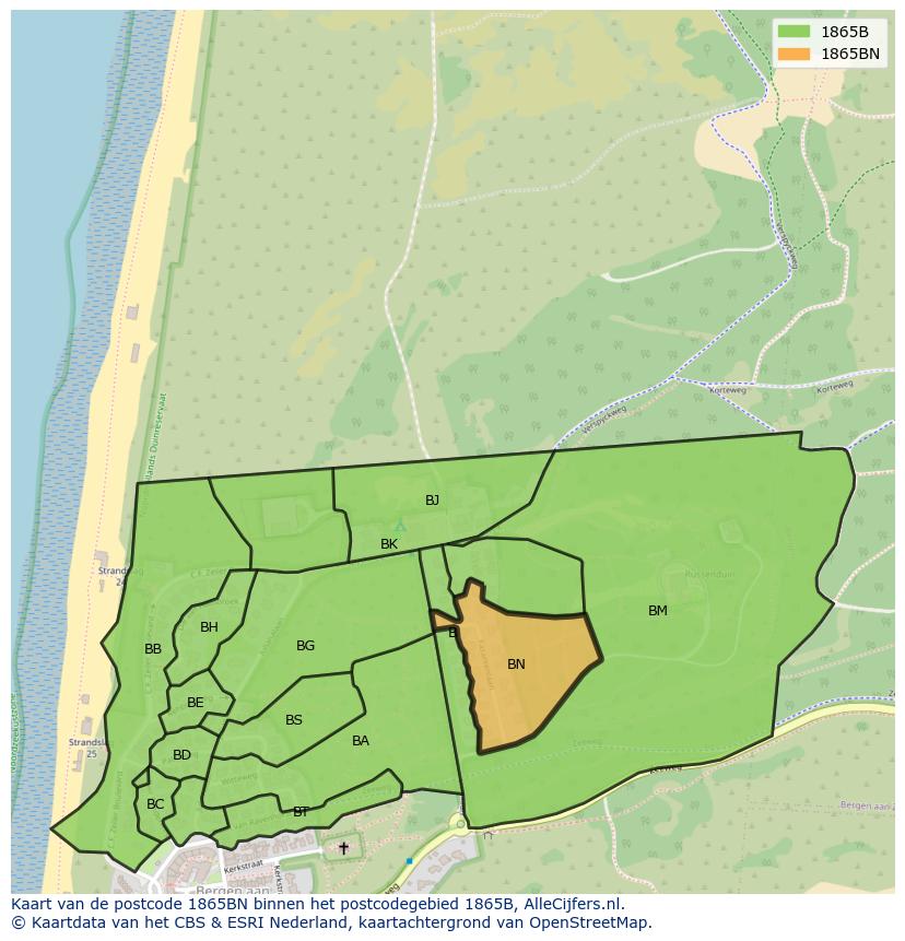 Afbeelding van het postcodegebied 1865 BN op de kaart.
