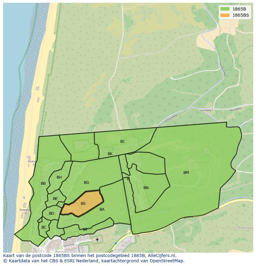 Afbeelding van het postcodegebied 1865 BS op de kaart.
