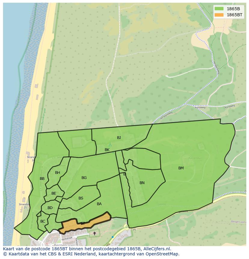 Afbeelding van het postcodegebied 1865 BT op de kaart.