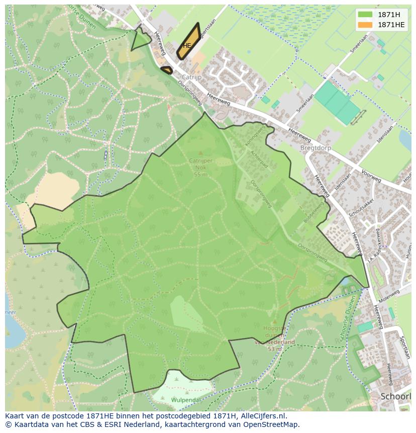 Afbeelding van het postcodegebied 1871 HE op de kaart.
