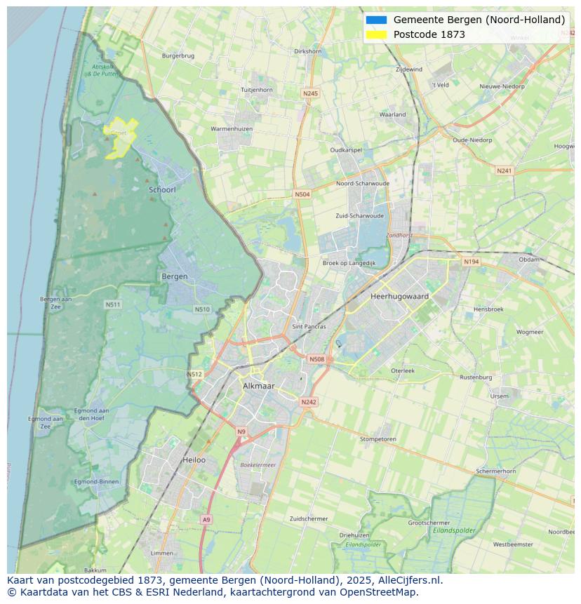 Afbeelding van het postcodegebied 1873 op de kaart.