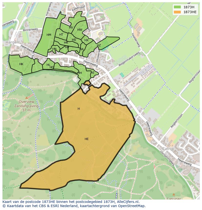 Afbeelding van het postcodegebied 1873 HE op de kaart.