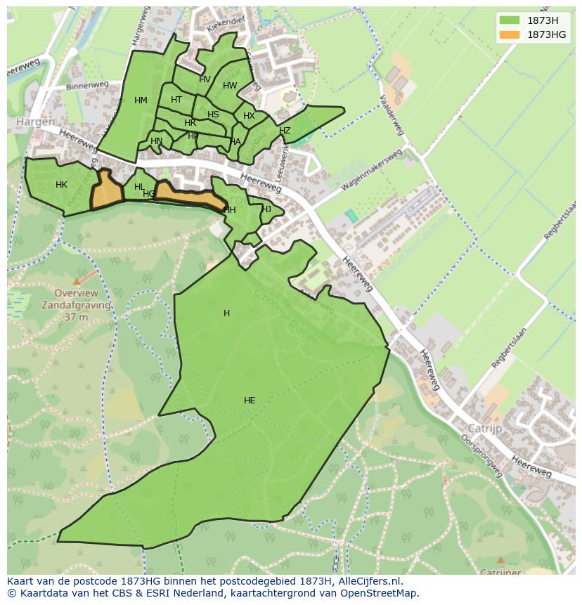 Afbeelding van het postcodegebied 1873 HG op de kaart.