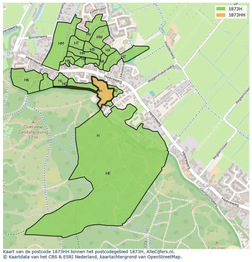Afbeelding van het postcodegebied 1873 HH op de kaart.