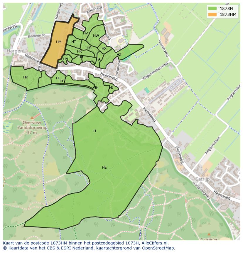 Afbeelding van het postcodegebied 1873 HM op de kaart.