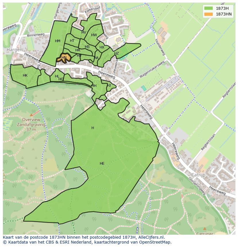 Afbeelding van het postcodegebied 1873 HN op de kaart.