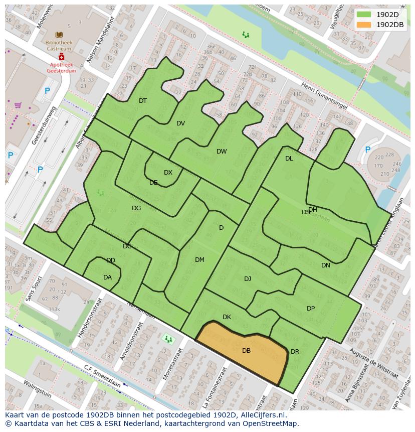 Afbeelding van het postcodegebied 1902 DB op de kaart.