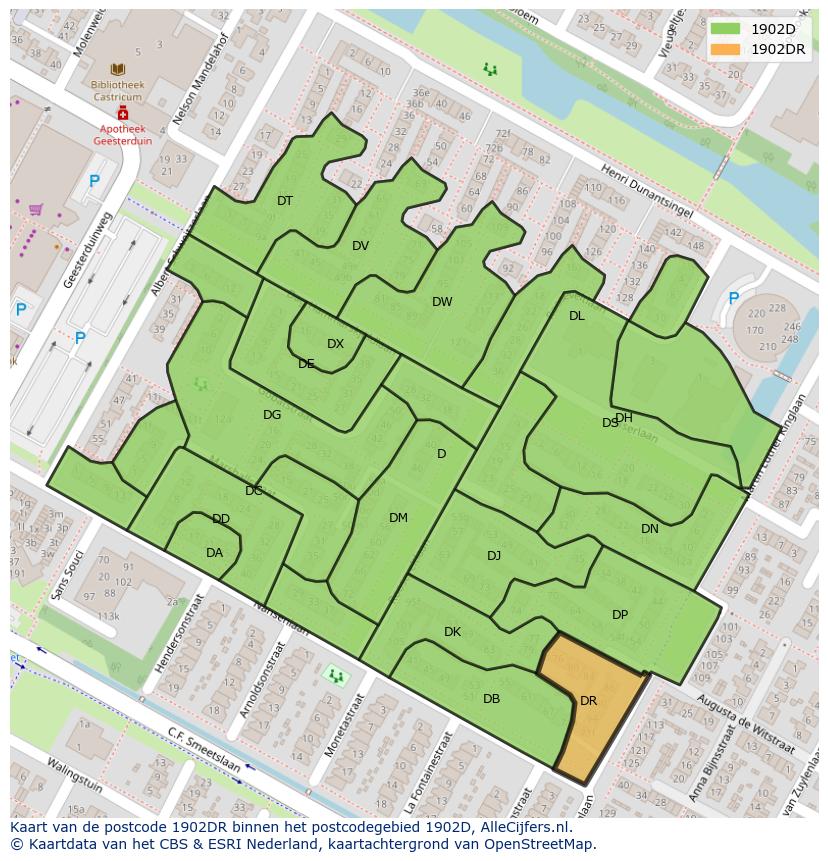 Afbeelding van het postcodegebied 1902 DR op de kaart.