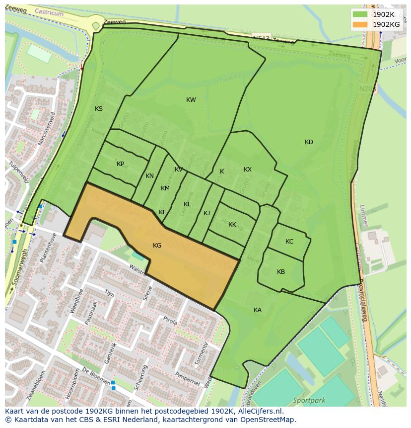 Afbeelding van het postcodegebied 1902 KG op de kaart.