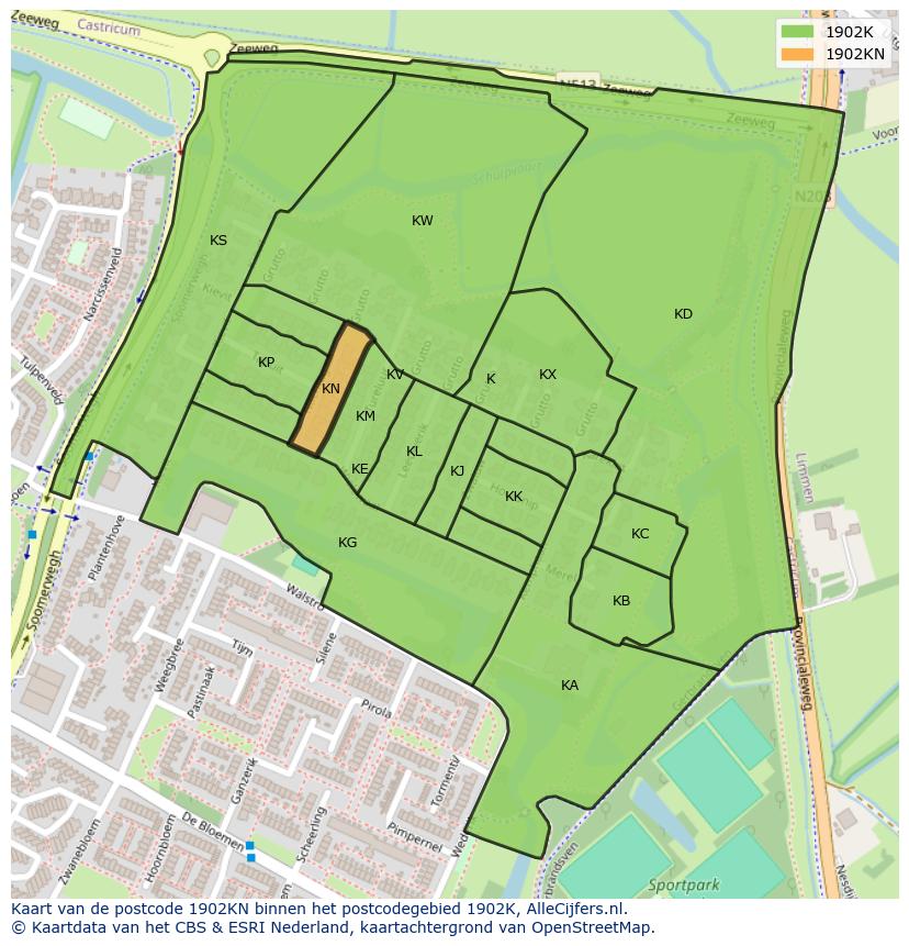 Afbeelding van het postcodegebied 1902 KN op de kaart.