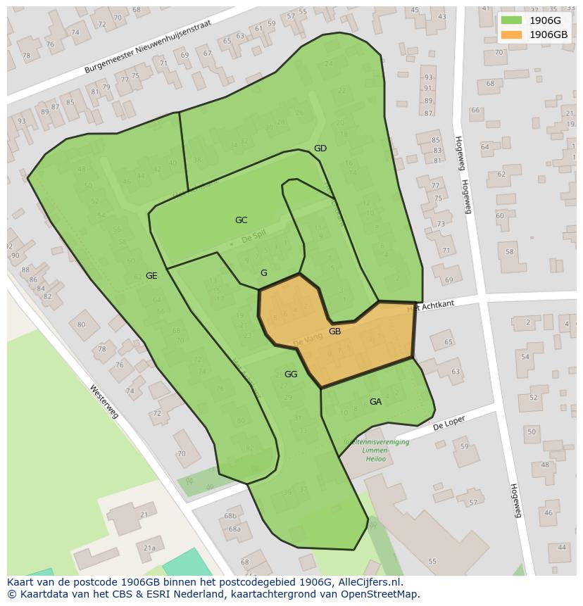 Afbeelding van het postcodegebied 1906 GB op de kaart.