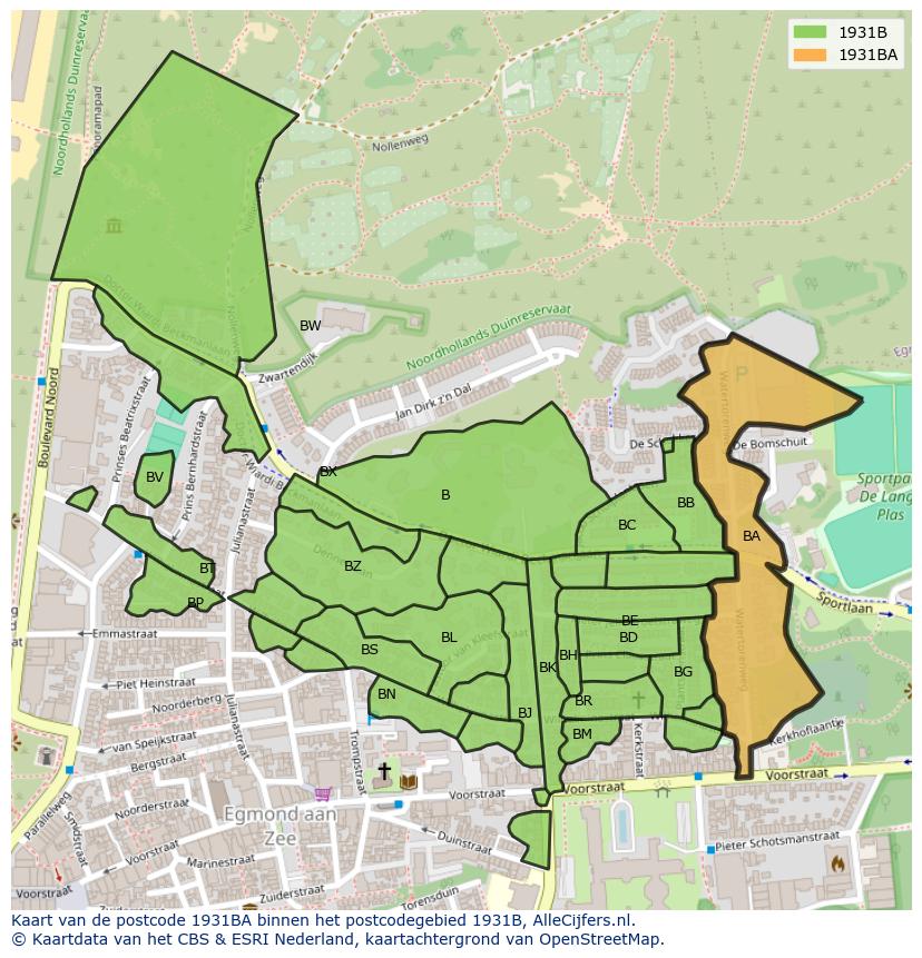 Afbeelding van het postcodegebied 1931 BA op de kaart.