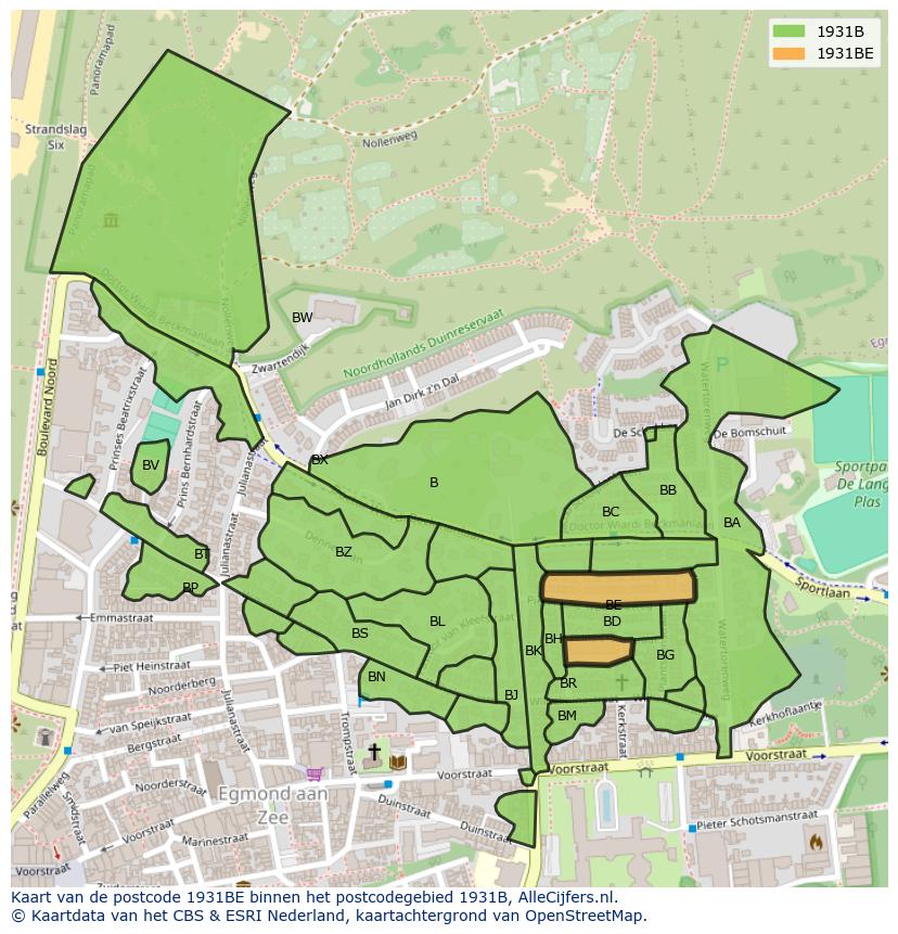 Afbeelding van het postcodegebied 1931 BE op de kaart.