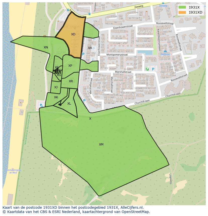 Afbeelding van het postcodegebied 1931 XD op de kaart.