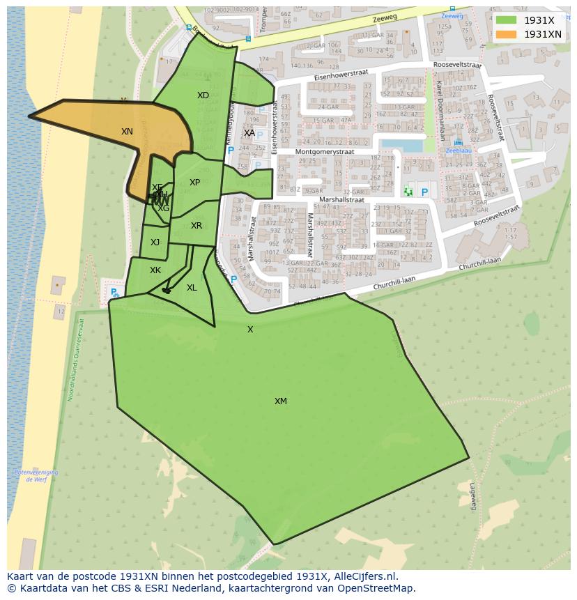 Afbeelding van het postcodegebied 1931 XN op de kaart.