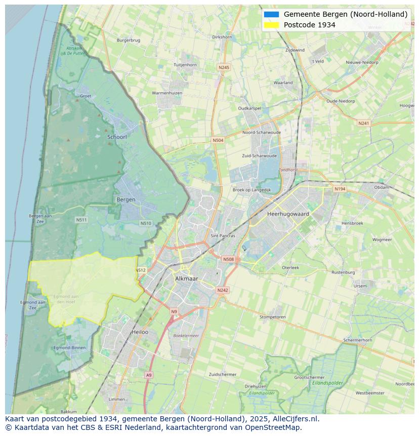 Afbeelding van het postcodegebied 1934 op de kaart.