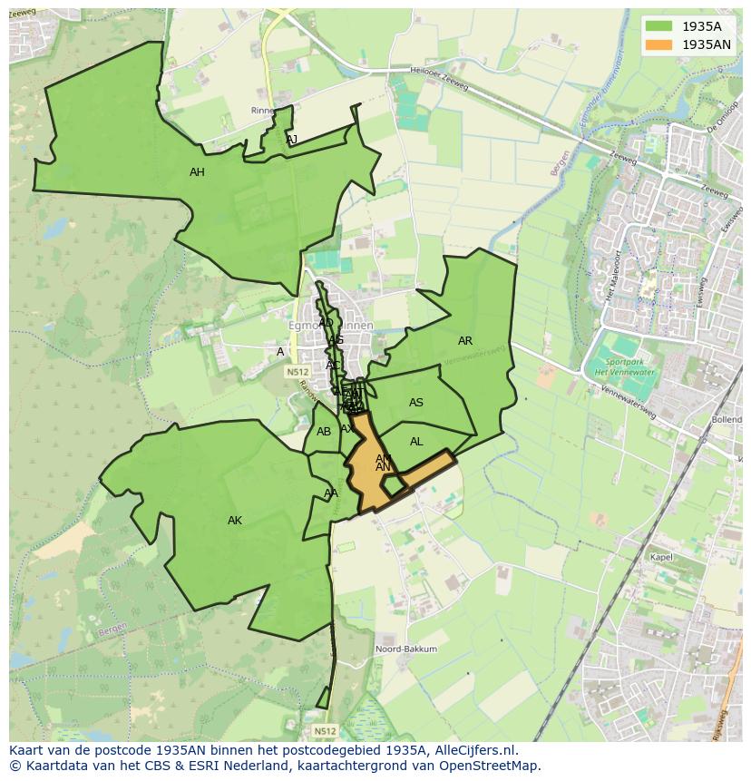 Afbeelding van het postcodegebied 1935 AN op de kaart.