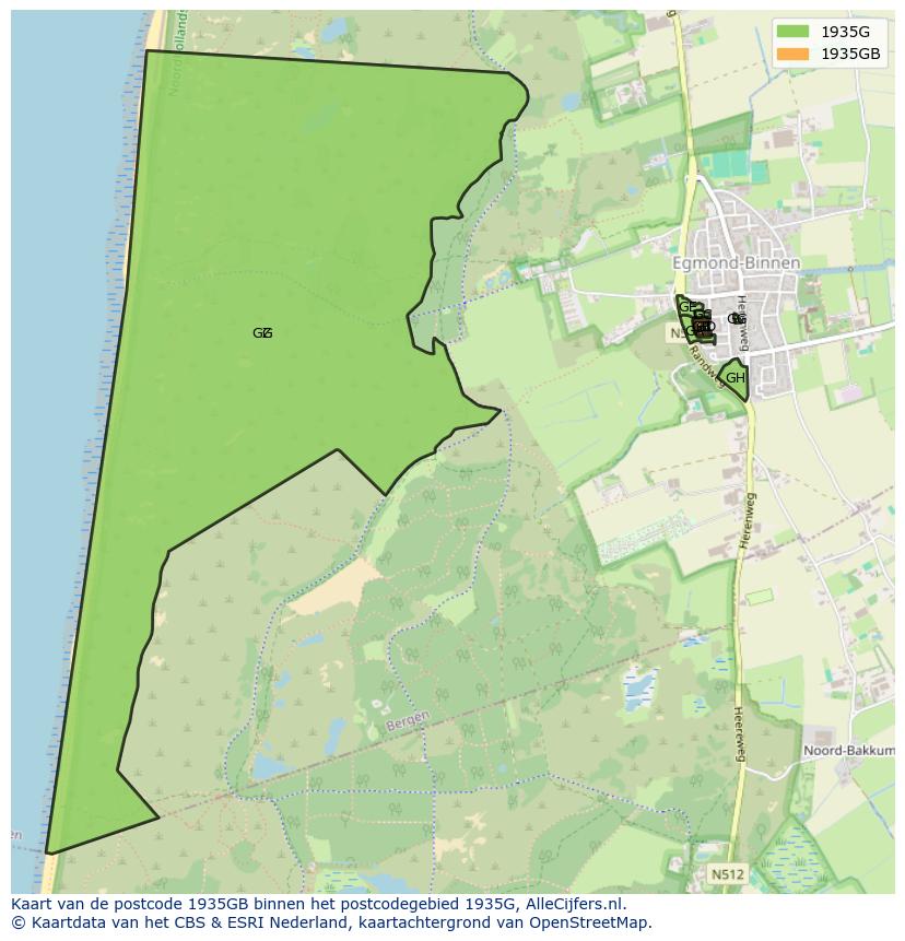 Afbeelding van het postcodegebied 1935 GB op de kaart.