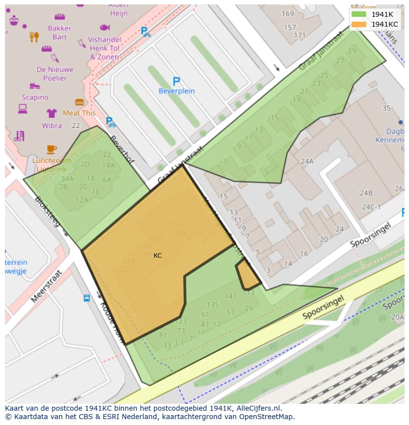 Afbeelding van het postcodegebied 1941 KC op de kaart.