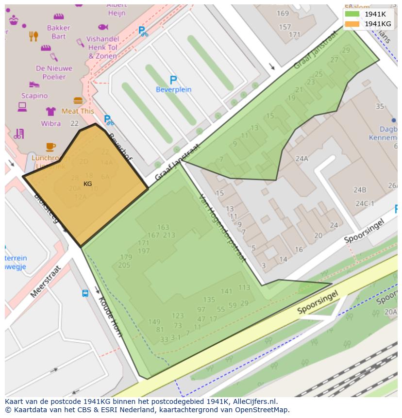 Afbeelding van het postcodegebied 1941 KG op de kaart.