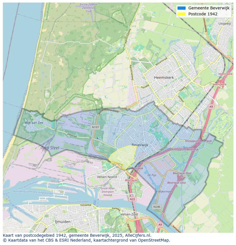 Afbeelding van het postcodegebied 1942 op de kaart.